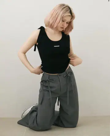 andmary 루즈 리본 슬랙스 그레이 M