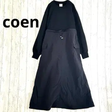 코엔 coen 카고 도킹 원피스 [ F ] 맨투맨 절개 블랙