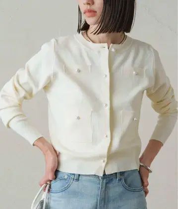 [ 새상품 미사용 ] loungedress 펄 컴팩트 가디건