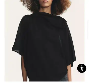 2025 ZARA 무지 니트 레이어드 상의 비대칭 블랙 L