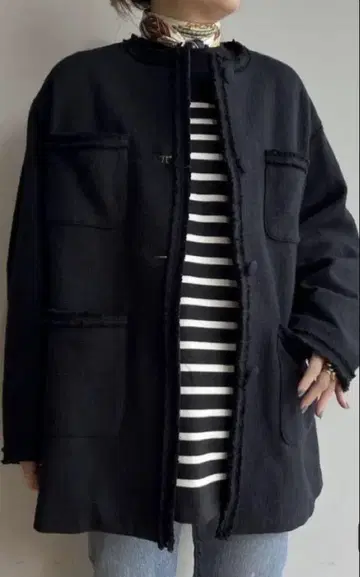 새상품, 미사용! 신조은 노카라 트위드 노자켓