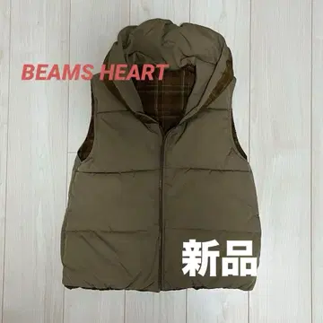 새상품 BEAMS 리버서블 다운 베스트 체크 무늬 여성용