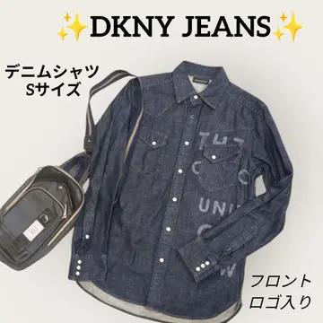 DKNY JEANS 데님 셔츠 S 사이즈 로고 다크 블루