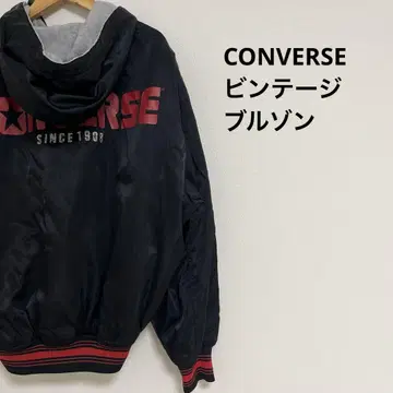 빈티지 CONVERSE 후드 부착 블루종 자켓