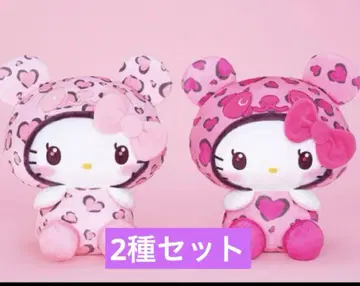 핑크 팬더 헬로키티 레이디 레오파드 무늬 BIG 봉제 인형 2종 세트