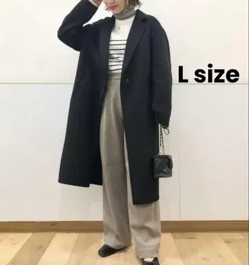 유니클로 더블 페이스 롱 코트 L 사이즈 블랙