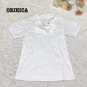 s.1044 [오리히카] 보타이 블라우스 화이트 여름 귀여운 L 사이즈