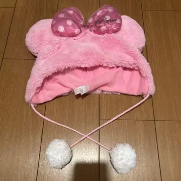 미니 마우스 플리스 모자 팬캡 핑크