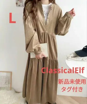 클래식 엘프 미사용 새상품 2way 컷 코듀로이 백리본 원피스