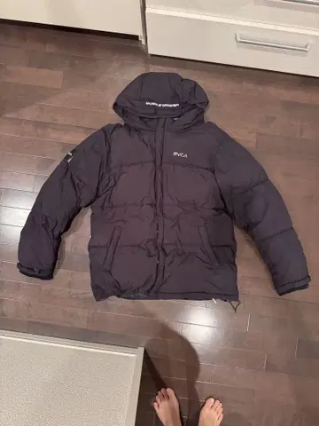 RVCA 후드 부착 다운 자켓 L 블랙