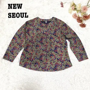 s.1184 [뉴서울] 긴팔 셔츠 블라우스 꽃무늬 올 패턴 개성있는 XL