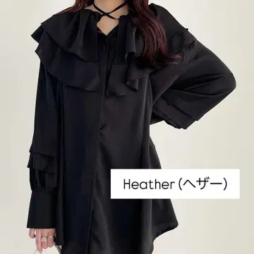 [새상품급] 헤더 프릴 미니 원피스 셔츠 정가 7700엔