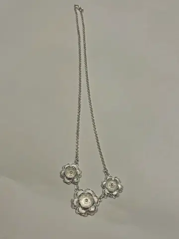 은선 세공 목걸이 플라워 모티브 실버 925 발리 꽃