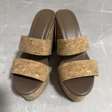 코르크 통굽 슬라이드 샌들