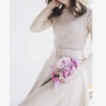 [ tocco closet ] 벨트 포함 절개 니트 원피스 M