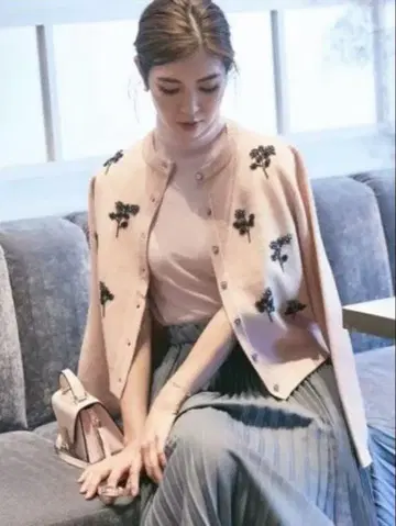 [컨디션 최상] 세븐텐 seventen 펄 모티브 가디건 핑크 S