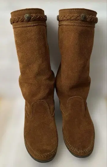 미네통카 모카신 롱 부츠 스웨이드 23cm 6