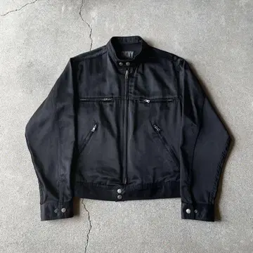 90s DKNY 블랙 새틴 모터사이클 재킷 s