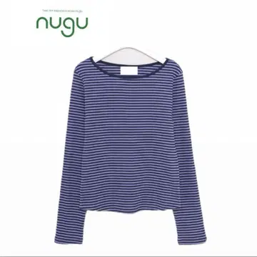 [nugu] [hoop] 보더 라운드 T셔츠 puple navy