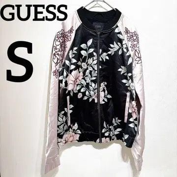 GUESS [ S ] 꽃무늬 자수 스카잔 블랙 핑크 아우터 자켓 블루종