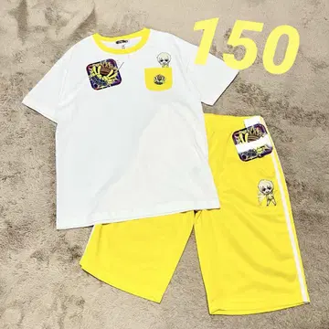 새상품 리얼 피스 150 코타 하프 팬츠 T셔츠 상하의 세트 옐로우 컬러