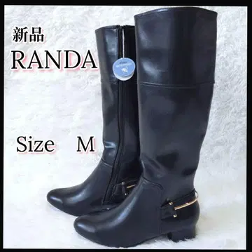 미사용 새상품 RANDA 우천 겸용 방수 발수 롱 부츠 블랙 23.5cm