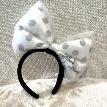디즈니 머리띠 리본 도트 화이트