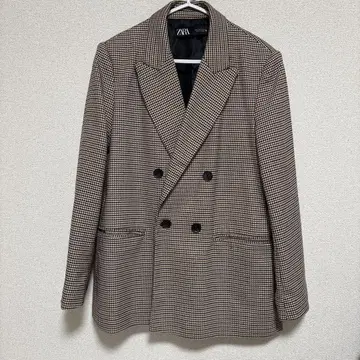 [ ZARA ] 체크 무늬 더블 브레스트 자켓