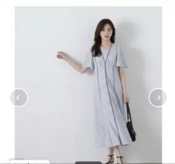 프로포션 캐주얼 드레스 배색 라인 꽃무늬 원피스 여성용