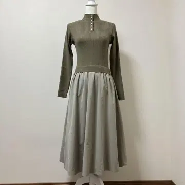 내추럴 뷰티 베이직 가을 원피스 이소재 니트 도킹