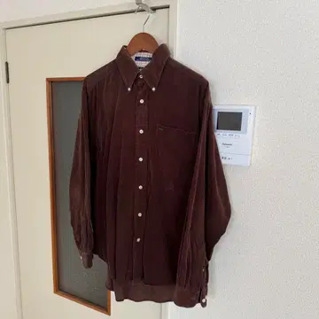 TOMMY HILFIGER 코듀로이 버튼 다운 셔츠 브라운 구제 의류