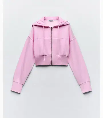 ZARA 맨투맨 후드 맨투맨 핑크 크롭 기장