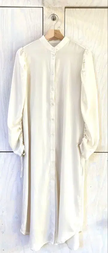 AMERI 아메리 새틴 셔츠 원피스