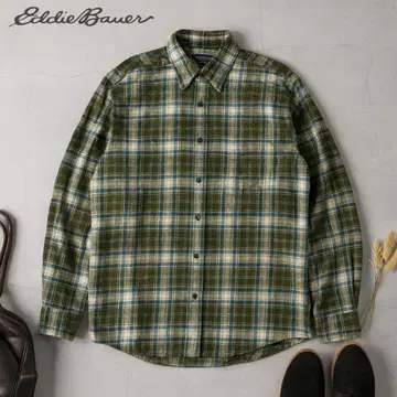 Eddie Bauer 긴팔 체크 셔츠 그린 계열 캐주얼 L