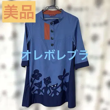 오레보레 브라 꽃과 동물 자수의 오부 소매 튜닉