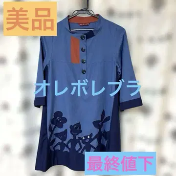 오레보레 브라 꽃과 동물 자수의 오부 소매 튜닉