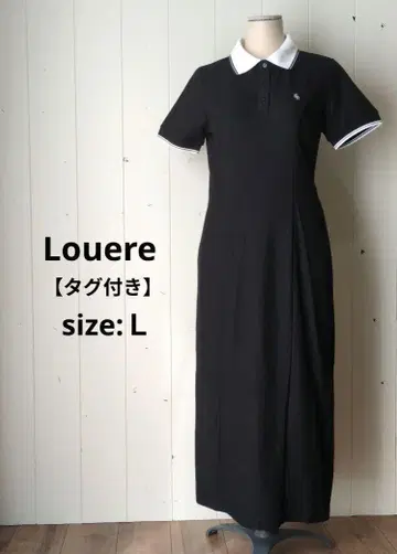 Louere 루엘레 택 포함 I라인 폴로 원피스 백 슬릿 블랙 L
