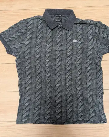 LACOSTE 케이블 짜임 피케 셔츠 그레이