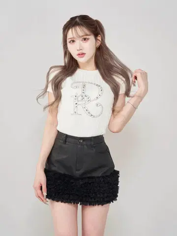 Darich DR 비쥬 리브 니트탑 화이트 WHT