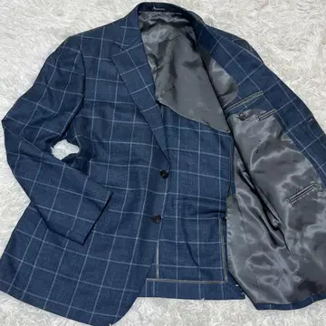 컨디션 최상 아쿠아 스큐텀 테일러드 자켓 삼자혼 체크 빅 사이즈