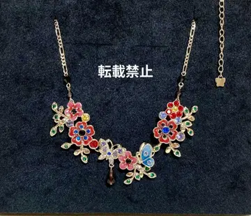 ANNA SUI 목걸이 플라워 모티브 목걸이 나비 꽃 미사용 레어