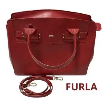 FURLA 가죽 토트 숄더 백 레드