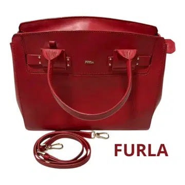 FURLA 가죽 토트 숄더 백 레드