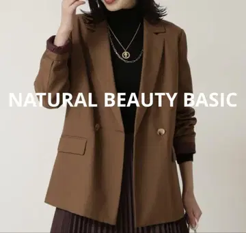 NATURAL BEAUTY BASIC 더블 브레스트 자켓 브라운 M