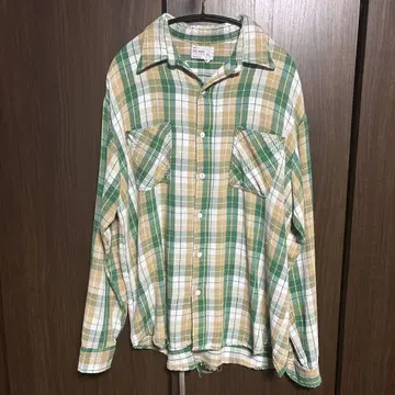 70s J.C.Penney BIG MAC 플란넬 셔츠 그린 XLsize