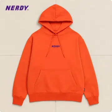 J1528@ NERDY 후디 후드티 소매 로고 프린트 M 오렌지