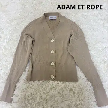 ADAM ET ROPE 베이지 V넥 가디건 숏 기장