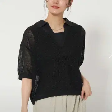 1회 사용 그린 라벨 릴랙싱 메쉬 스키퍼 니트 블랙 여성용