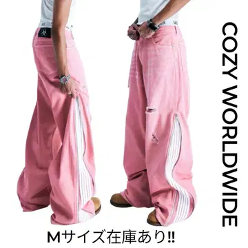 공식 매장 구매 COZY WORLDWIDE 핑크 M 사이즈 청바지 지퍼