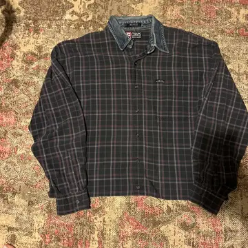 챕스 랄프 로렌 체크 셔츠 박스 실루엣